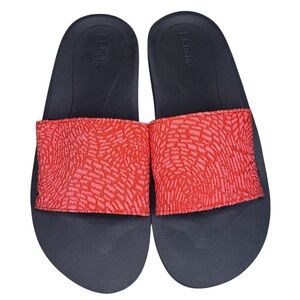 NWOT LL Bean Slides sandals red navy blue women’s shoes 8